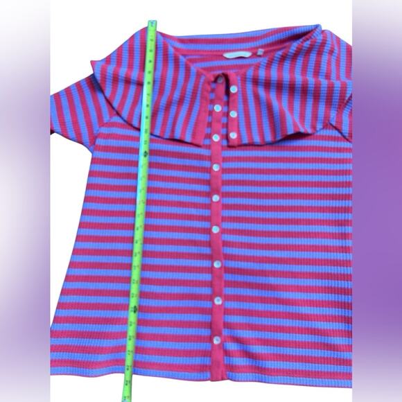 Soft Surroundings Serene Button Collar Striped Knit Sweater, Size 2X - Picture 6 of 8